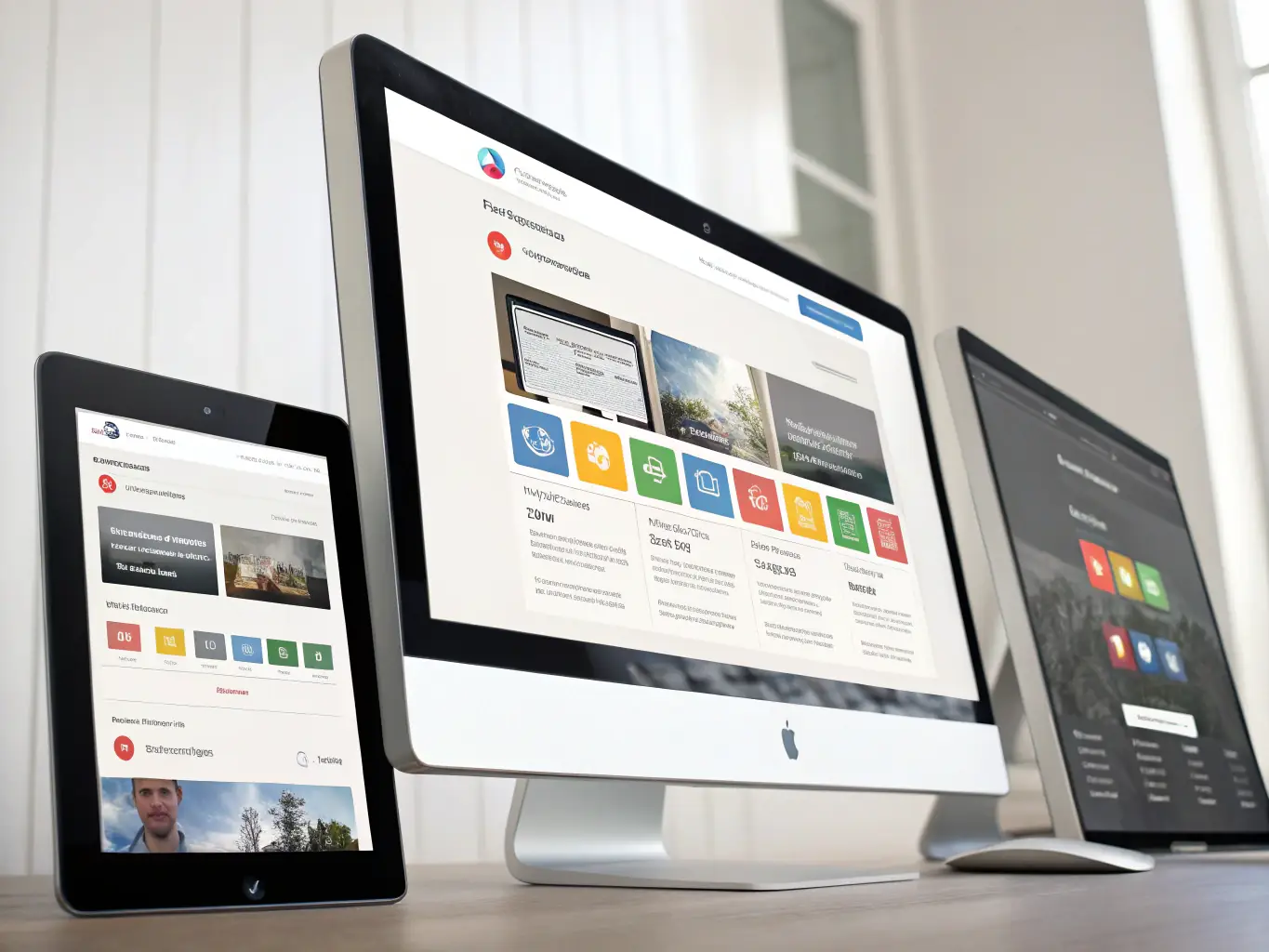 A clean, modern website design showcasing responsive layout on various devices, highlighting the adaptability of Drivesoft's designs.